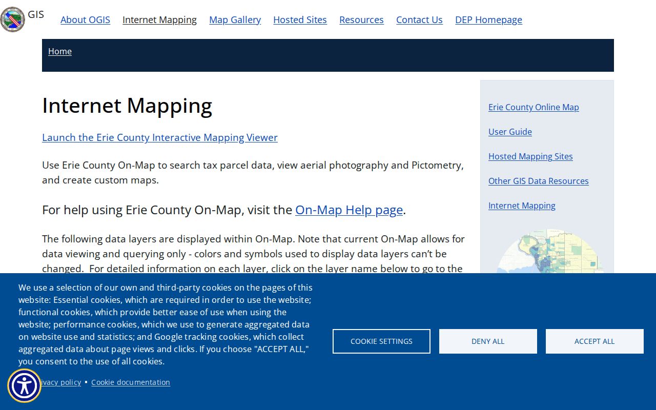 Town of Tonawanda neighbors Erie County internet mapping parcel information