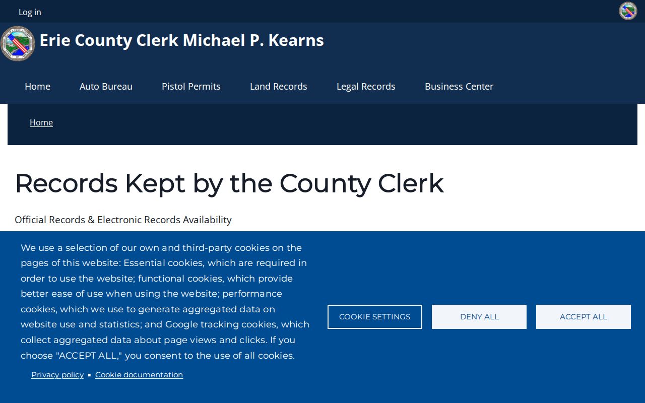 Town of Tonawanda previous residents Erie County Clerk records coverage page